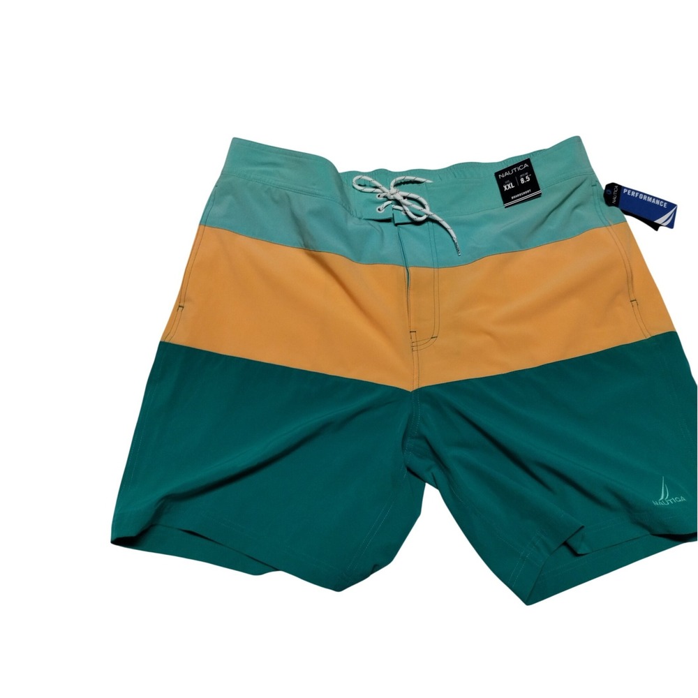 Nautica Mens XXL Board Shorts 8.5 Inseam Colorblock Quick Dry Swim Trunks T55137